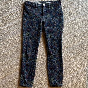 Pilcro and the Letterpress High-Rise Skinny Pants - Blue & Pink Corduroy size 27